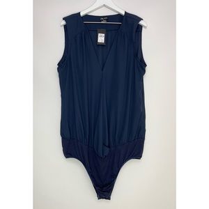 NWT City Chic Top Wrap Sleeveless Bodysuit Navy Blue Size Medium/US 18